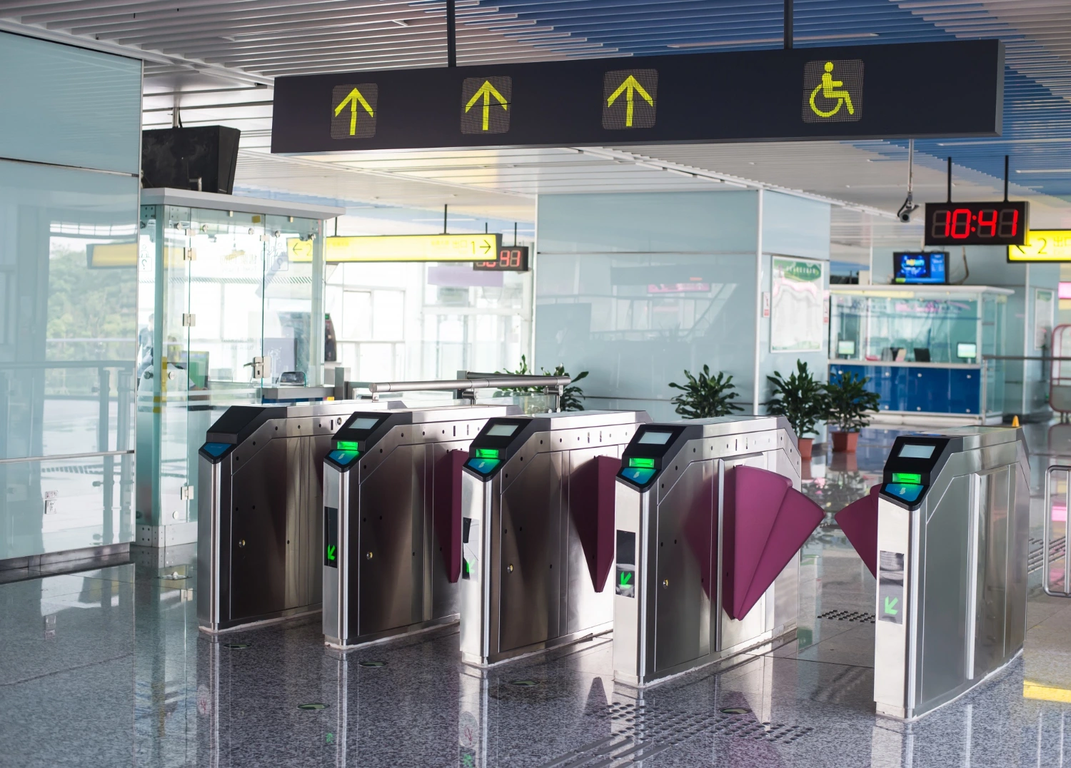 An automated border gate in operation at an international airport